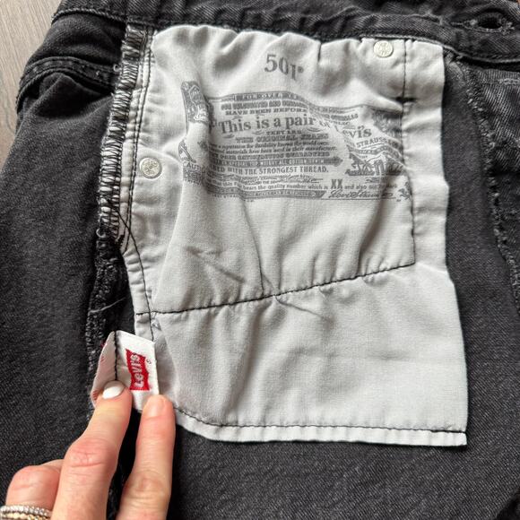 Levi’s 501 Black Cutoff Denim Shorts – Distressed Frayed Hem (Waist 29) - Picture 6 of 6